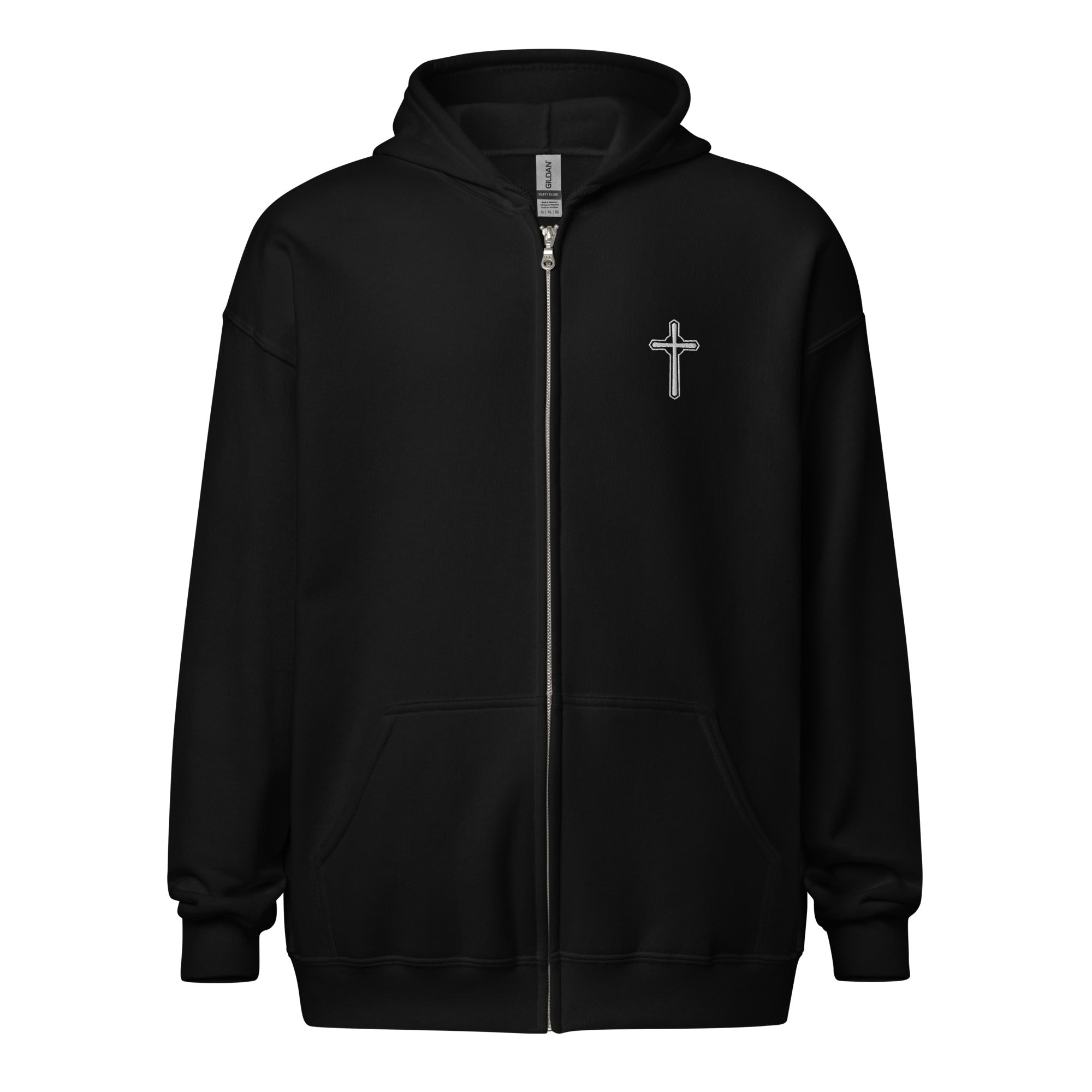 Catholic Zip Hoodie - Stitched Cross