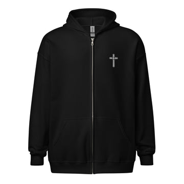 Catholic Zip Hoodie - Stitched Cross